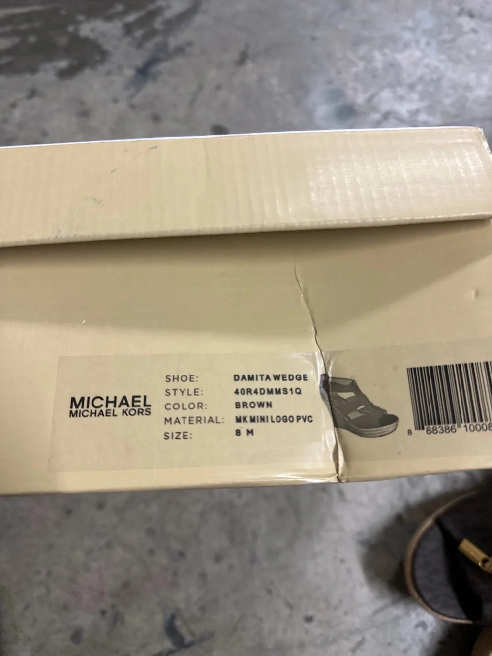 Michael Kors Dark Brown Logo Espadrille Wedge Sandals with Front Zip